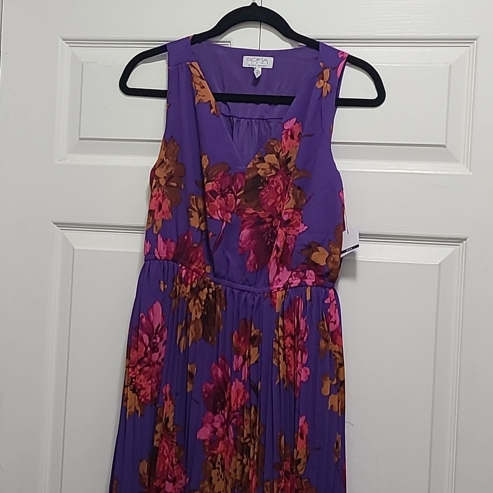 Sofia Vergara Women's Colorful Floral‎ Print Satin Midi Maxi Dress - Picture 8 of 16